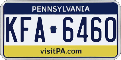 PA license plate KFA6460