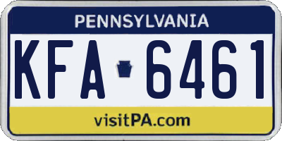 PA license plate KFA6461