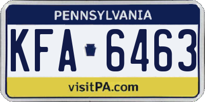 PA license plate KFA6463