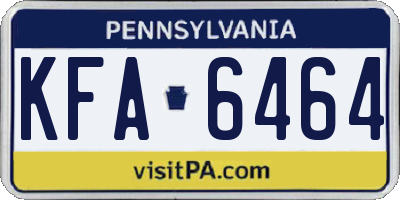 PA license plate KFA6464