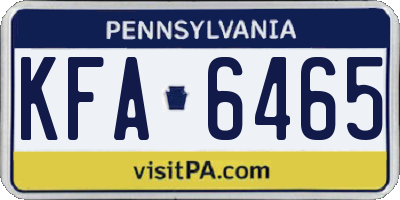 PA license plate KFA6465