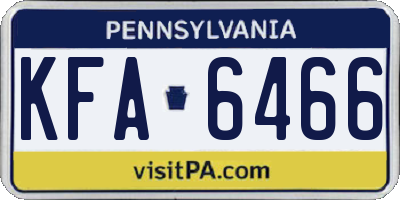 PA license plate KFA6466