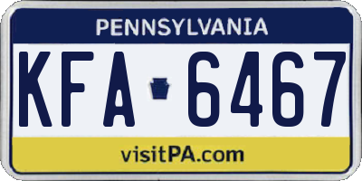 PA license plate KFA6467