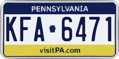 PA license plate KFA6471