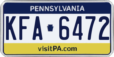 PA license plate KFA6472