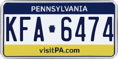 PA license plate KFA6474