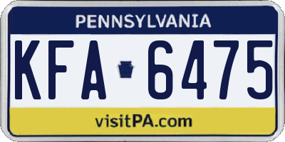 PA license plate KFA6475