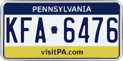 PA license plate KFA6476