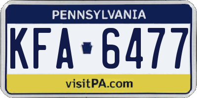 PA license plate KFA6477