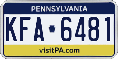 PA license plate KFA6481