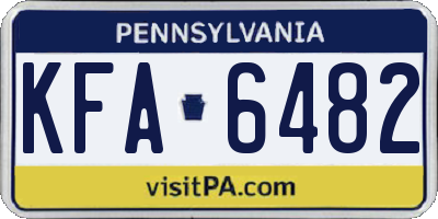 PA license plate KFA6482