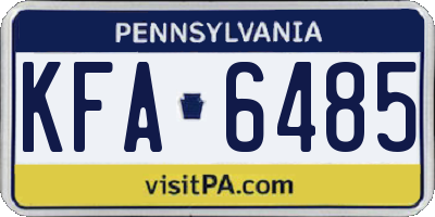 PA license plate KFA6485