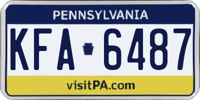PA license plate KFA6487