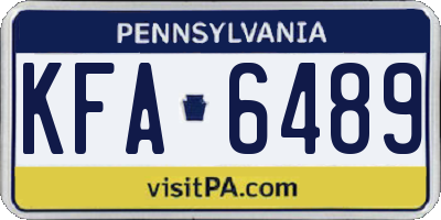 PA license plate KFA6489