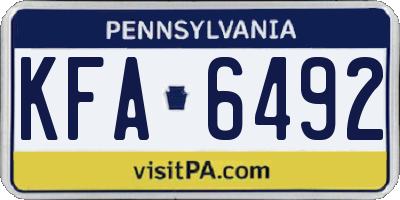 PA license plate KFA6492