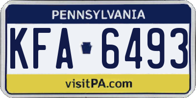 PA license plate KFA6493