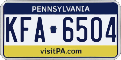 PA license plate KFA6504