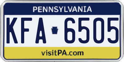 PA license plate KFA6505
