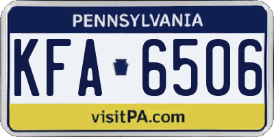 PA license plate KFA6506