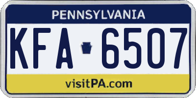 PA license plate KFA6507
