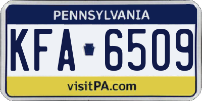 PA license plate KFA6509