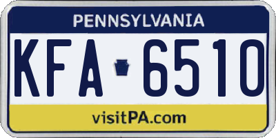 PA license plate KFA6510