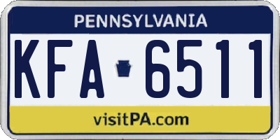 PA license plate KFA6511