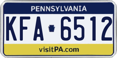 PA license plate KFA6512