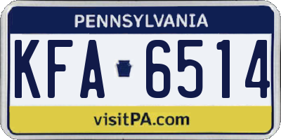 PA license plate KFA6514