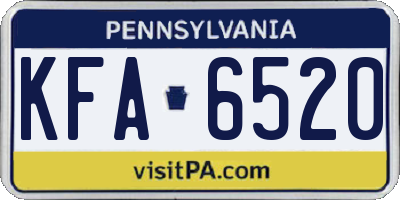 PA license plate KFA6520