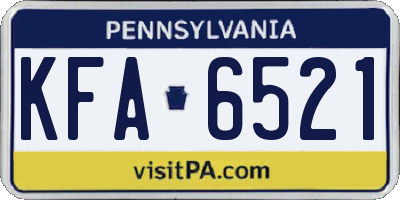 PA license plate KFA6521