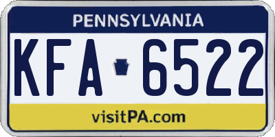 PA license plate KFA6522