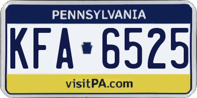 PA license plate KFA6525