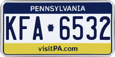 PA license plate KFA6532