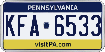 PA license plate KFA6533