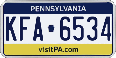 PA license plate KFA6534