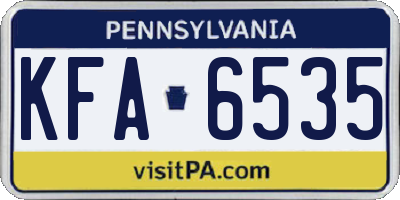 PA license plate KFA6535