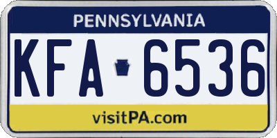 PA license plate KFA6536