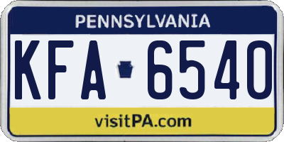 PA license plate KFA6540