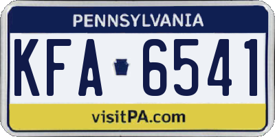 PA license plate KFA6541