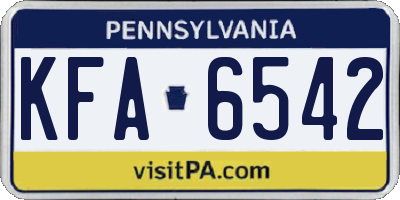 PA license plate KFA6542