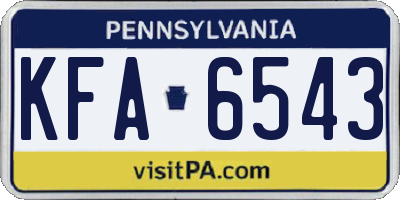 PA license plate KFA6543
