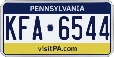 PA license plate KFA6544