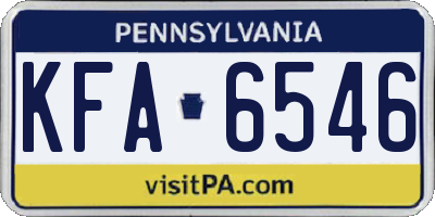 PA license plate KFA6546