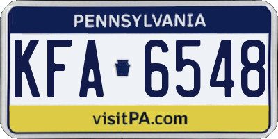 PA license plate KFA6548