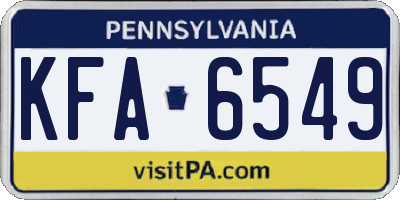 PA license plate KFA6549