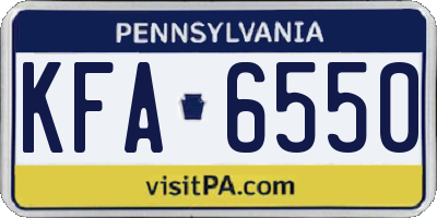 PA license plate KFA6550