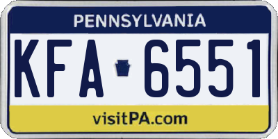 PA license plate KFA6551