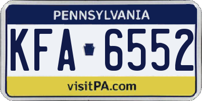 PA license plate KFA6552