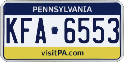 PA license plate KFA6553